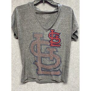 Majestic Threads St Louis Cardinals Hooded Short Sleeve Gray T-Shirt Sz Medium